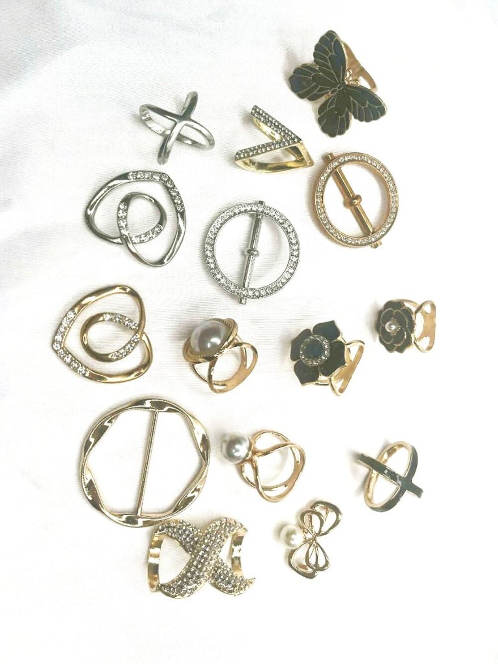 Mixed Brooch Clip NEW Gold Silver Tone Rhinestone Enamel Pearl 3–4cm Choose Lot